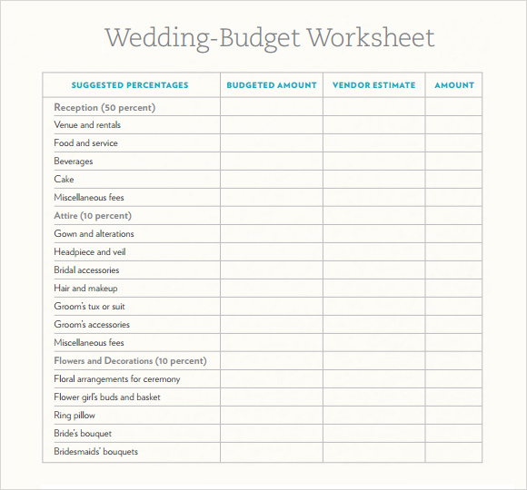 wedding budget planner template