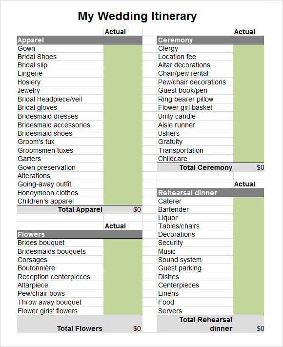 Wedding Itinerary Template - 8+ Download Free Documents in PDF , PSD 