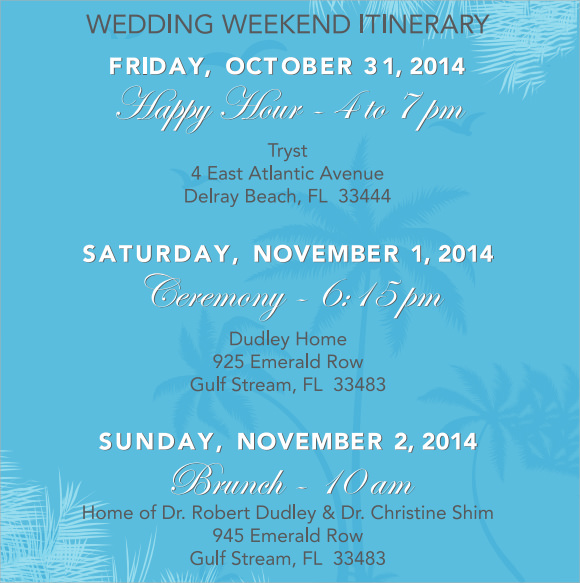 Wedding Itinerary Template 8 Download Documents In Pdf Psd Excel Wedding Weekend Itinerary Template Free
