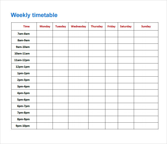 manufacturing timetable chart excel