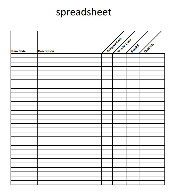 Blank Printable Spreadsheet