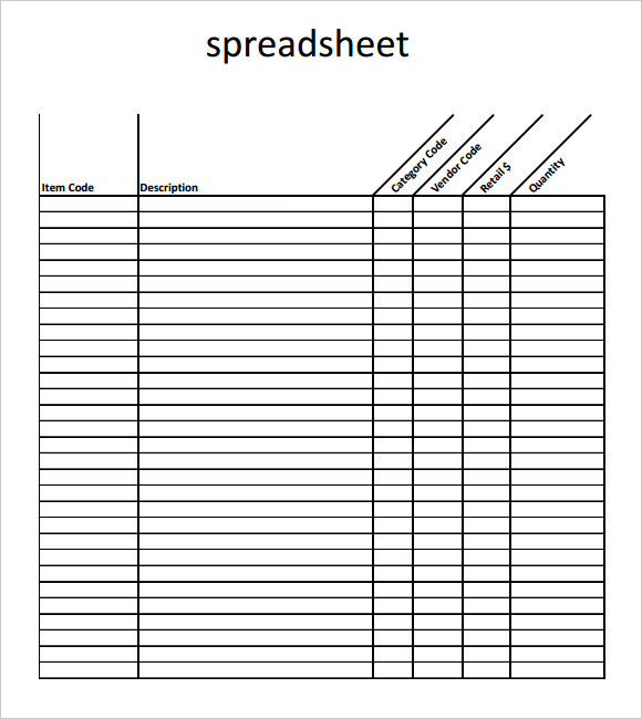 Blank Spreadsheet Template 7 Download Documents for PDF