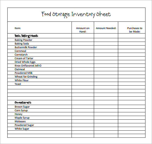 inventory count food inventory sheet printable