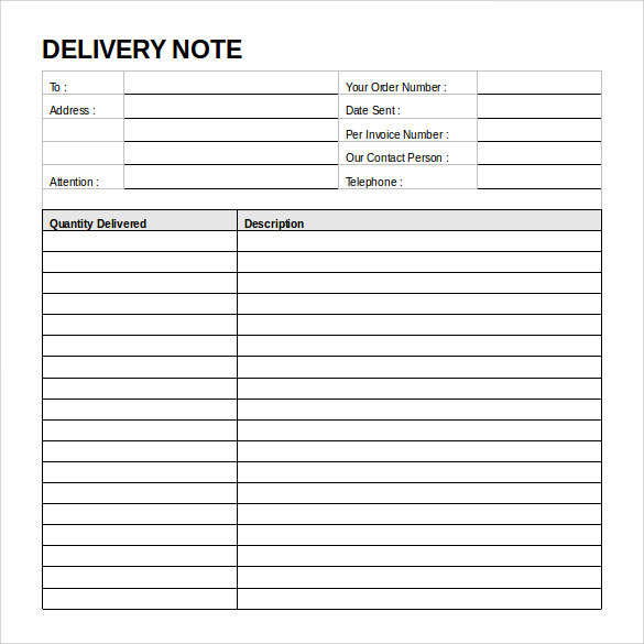 Proof Of Delivery Template Word