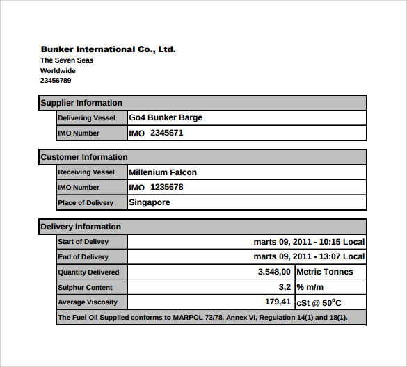 delivery note template excel
