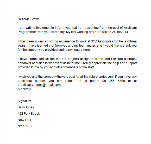 2 Weeks Notice Email Template