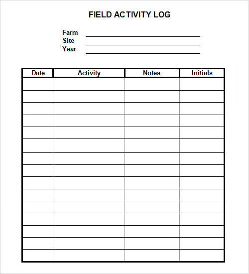  Activity Log Template Free Download Printable Templates