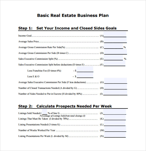 Sample Real Estate Business Plan Template 6+ Free