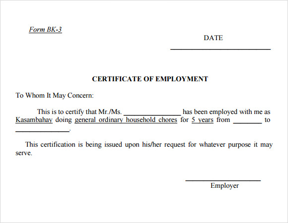 Employment Certificate Template 9 Download Free Documents In Pdf Psd