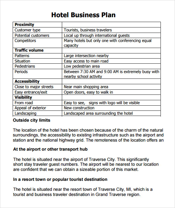 Hotel Business Plan Template  8+ Download Free Documents in PDF , Word