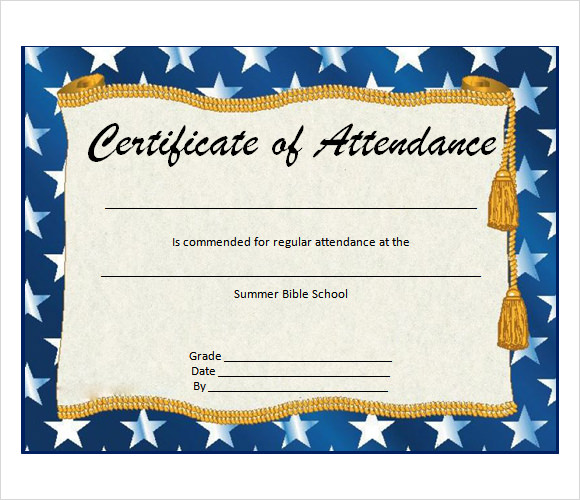 certificate of attendance template word free download