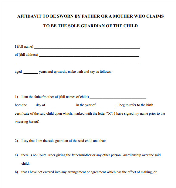 sample statement affidavit template