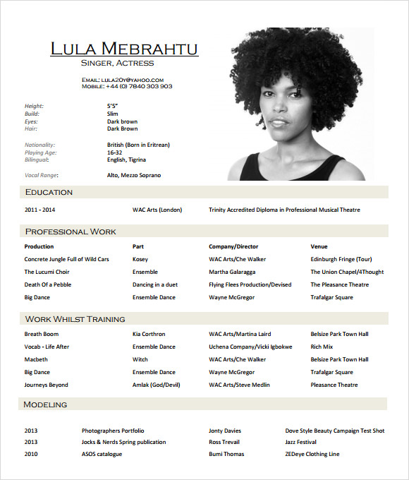 acting resume template 19 download in pdf word psd
