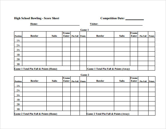 Bowling Score Sheet Template 9  Download Free Documents in PDF PSD