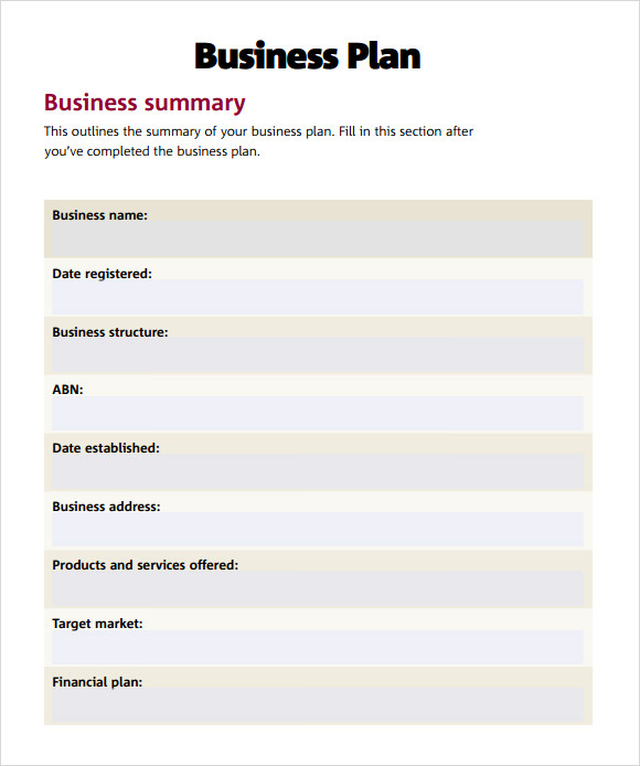 Simple Business Plan Example Pdf Doc