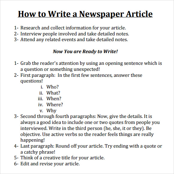 How To Write A Newspaper Style Article