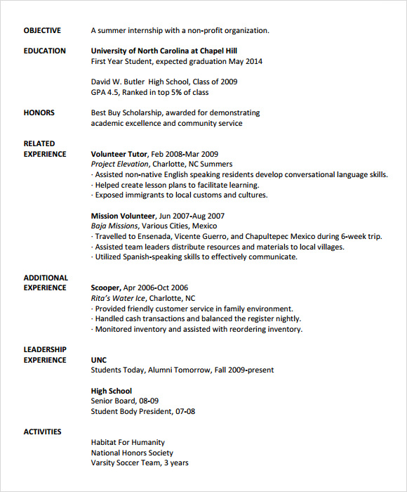 College resume templates word