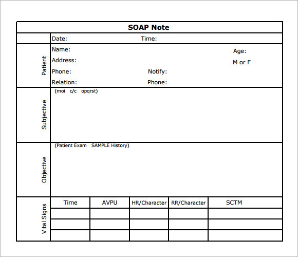 Soap Note Template Word