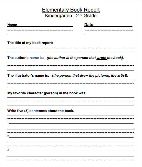 Free Book Report Templates For First Grade