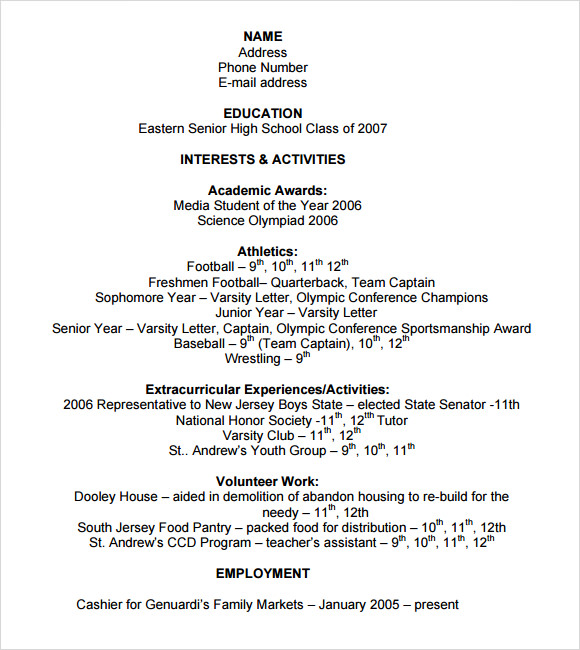 college resume templates free