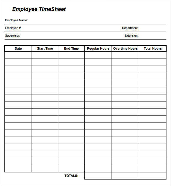 Time Sheet Template 10  Free Samples Examples Format