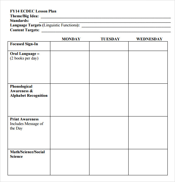 Simple Lesson Plan Template Free Download