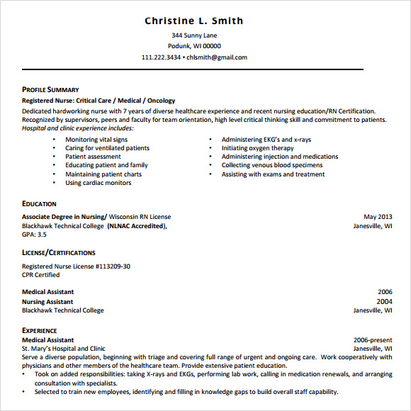 Help with nursing resume
