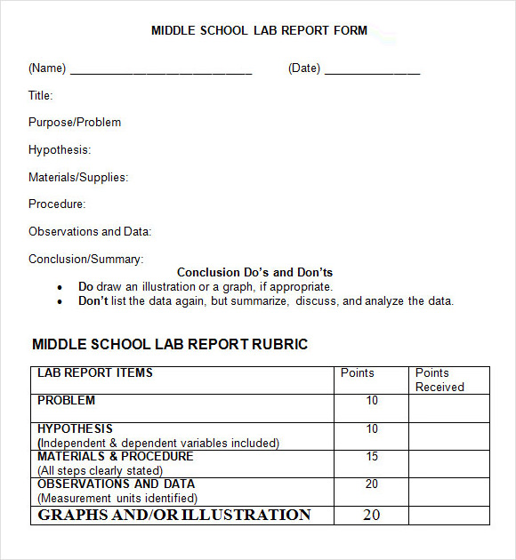 7 Lab Report Template Free Samples Examples And Format Sample Templates