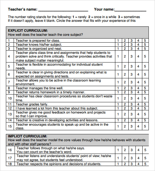 Sample Evaluation Templates - Free Samples , Examples , Format