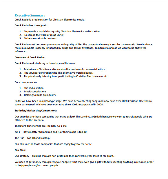 Sample Startup Business Plan Template 7 Free Documents In PDF Word