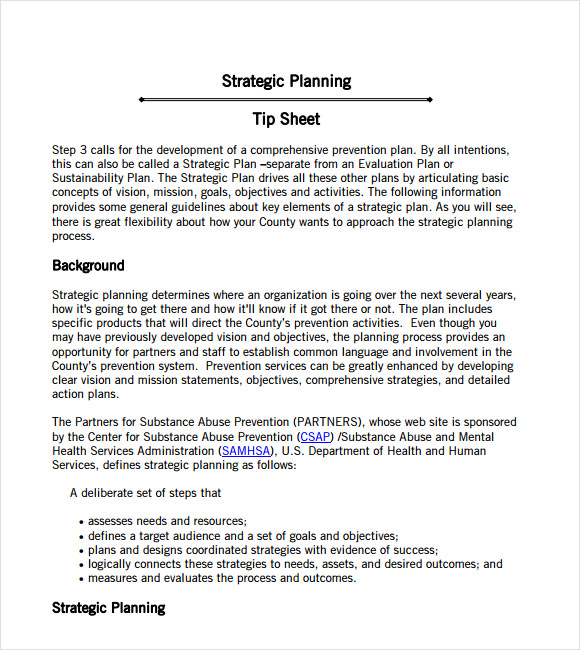 sample strategic business plan