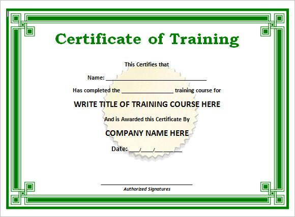 9  Training Certificate Templates Free Samples Examples Format