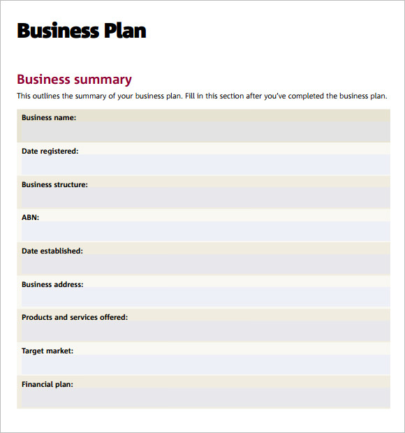 Business Plan Sample Pdf