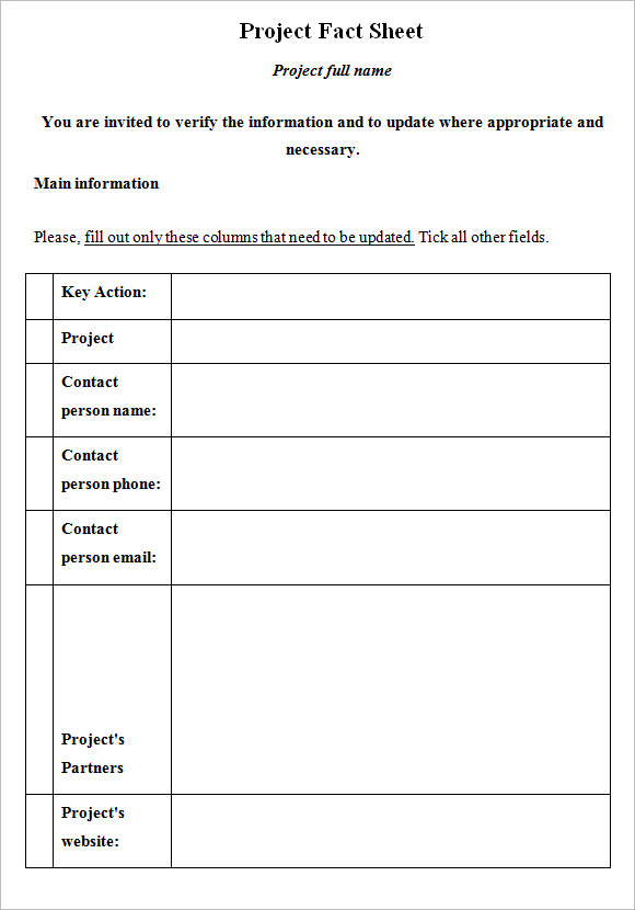 Fact Sheet Template 12 Download Documents In Pdf Word
