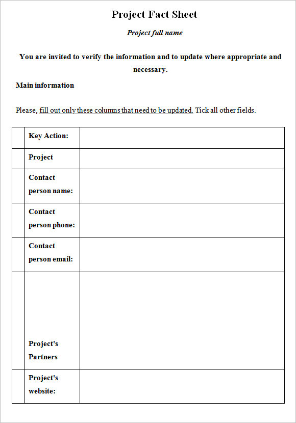 Fact Sheet Template – 12+ Download Documents in PDF , Word