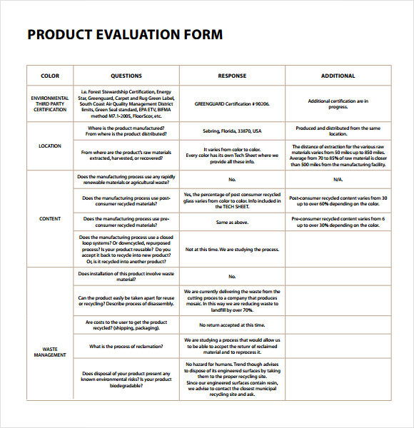 product-evaluation-9-free-samples-examples-format