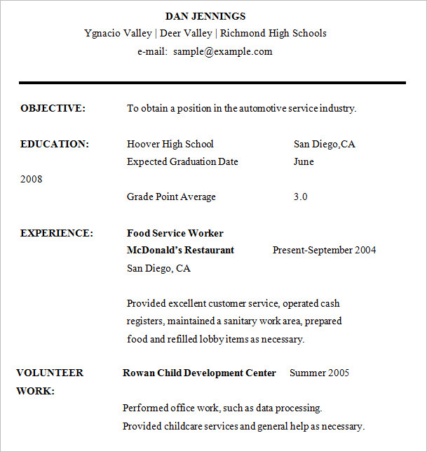 high school resume 9 free samples examples format