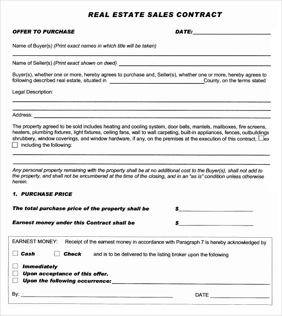Real Estate Purchase Agreement 9  Free Samples Examples Format