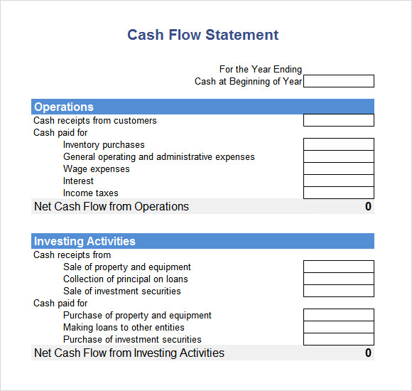 cash flow statement indirect method example excel