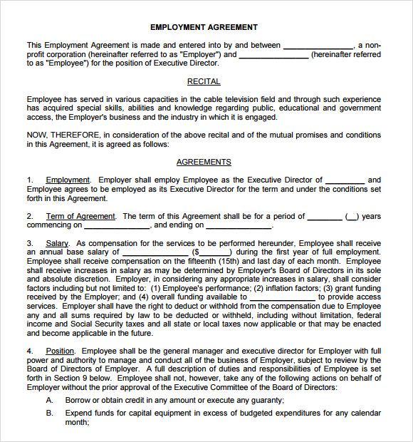 employment agreement samples