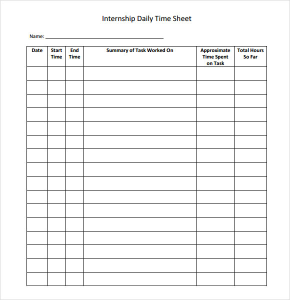 Printable Daily Time Sheets Template Business Psd Excel Free Sample