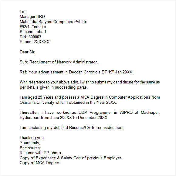 format for writing application letter for teaching