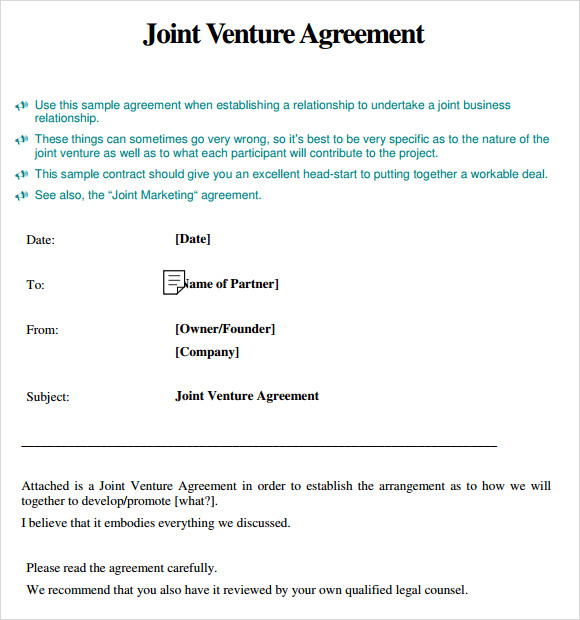 sample of joint venture agreement