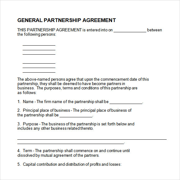 Partnership Agreement Templates Free