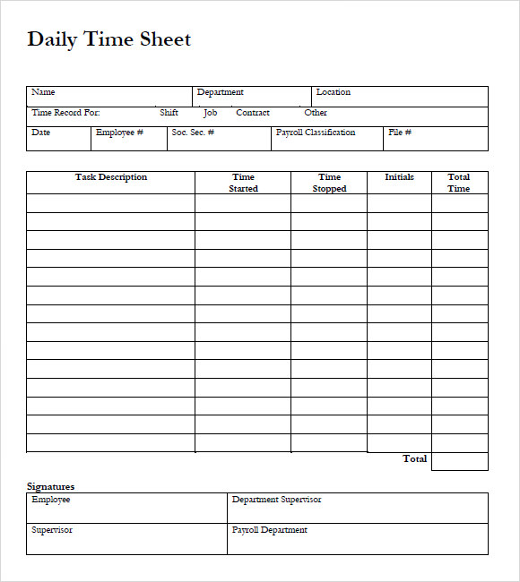 Paper Timesheets Template