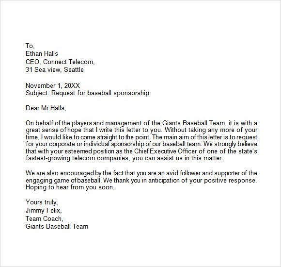Examples Of Letter Asking For Sponsorship In Sports 117