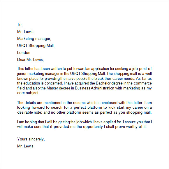 Sample Unsolicited Application Letter