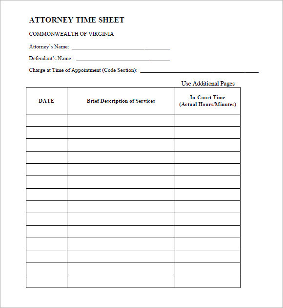 Attorney Timesheet Template 9+ Free Samples , Examples , Format