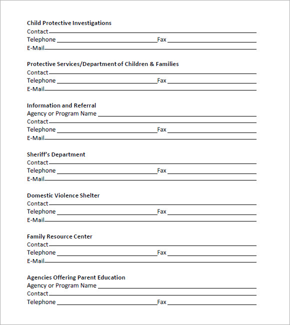 business contact list template contact list format