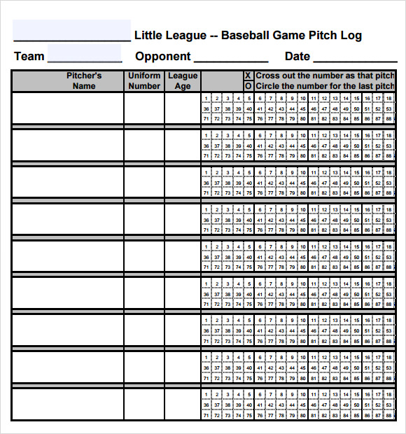 Printable Pitch Count Chart Printable Word Searches